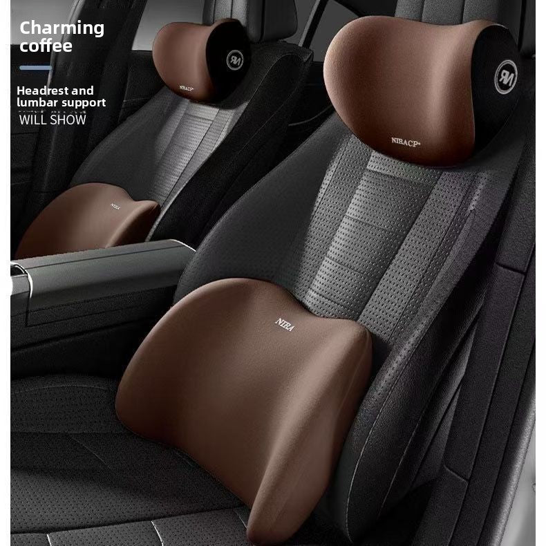 Juego de almohada de espuma viscoelástica para el reposacabezas y soporte lumbar para el coche