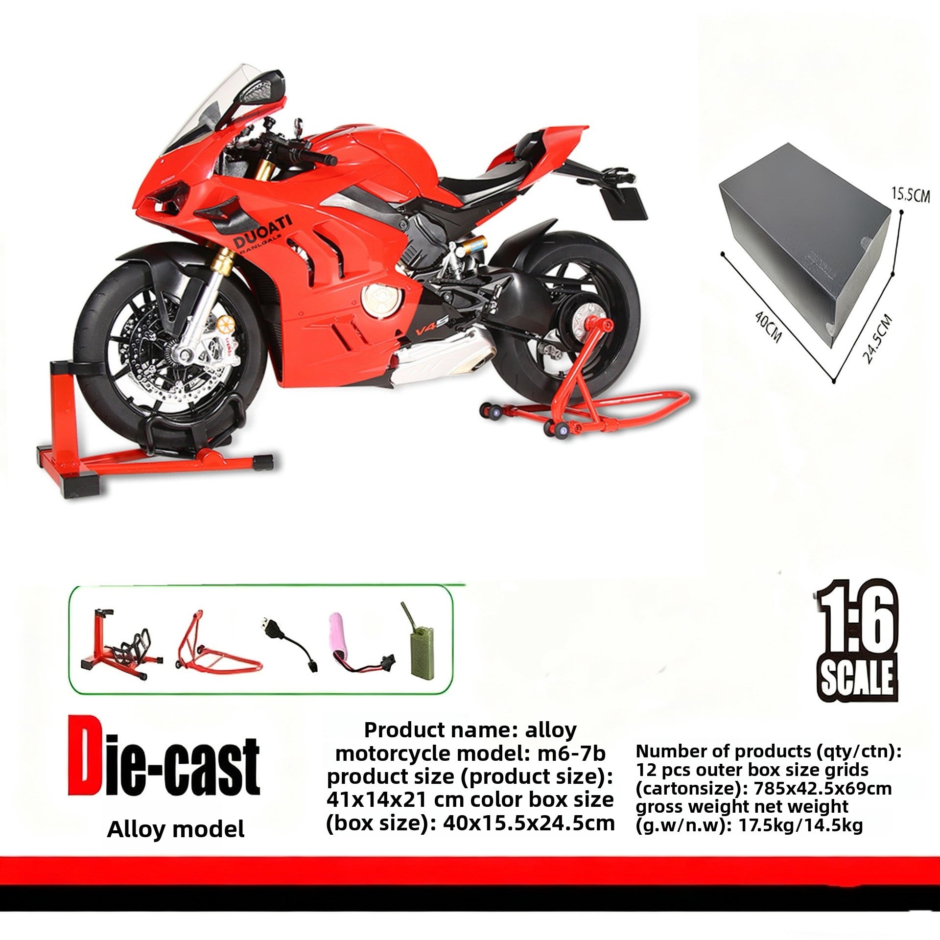 Modelo de motocicleta de aleación Ducati V4R