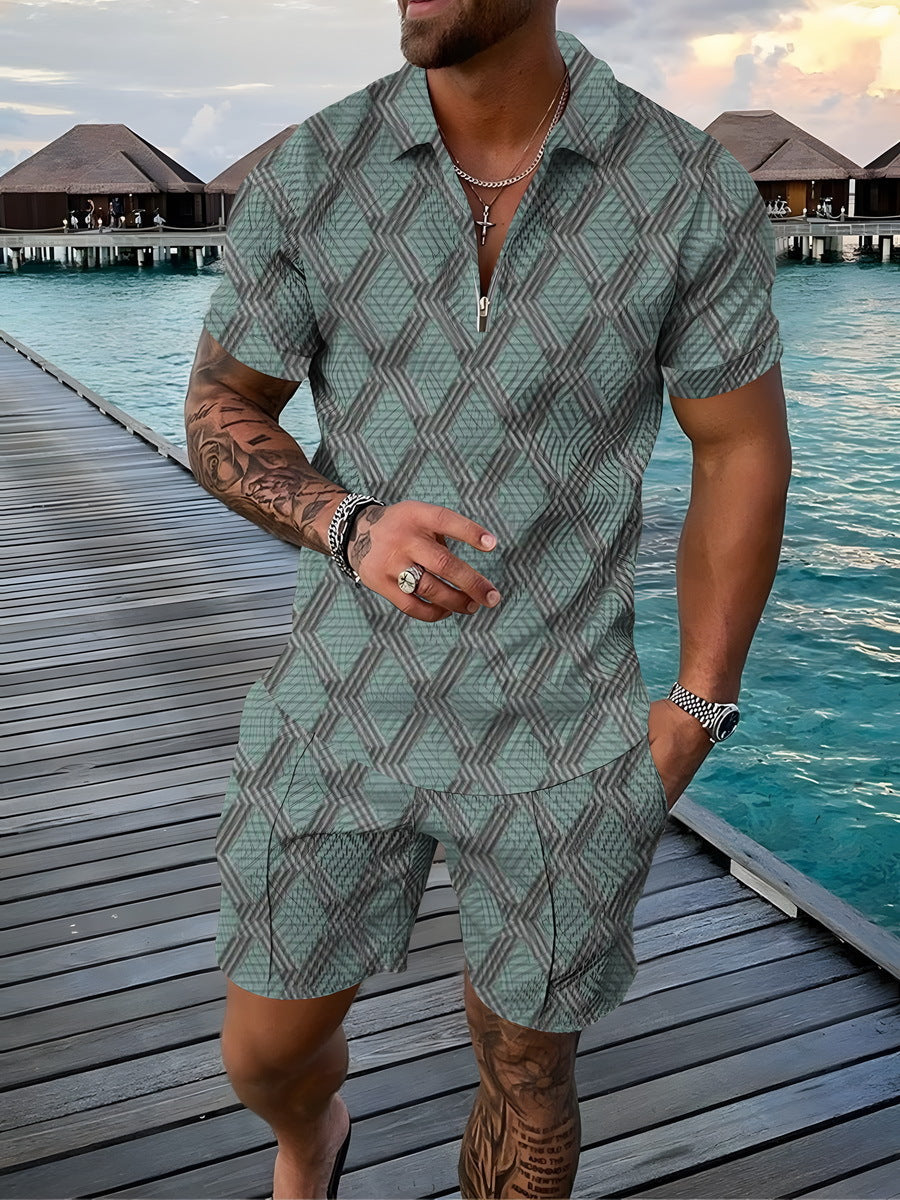 Casual Short Sleeve Shirt and Pants Set