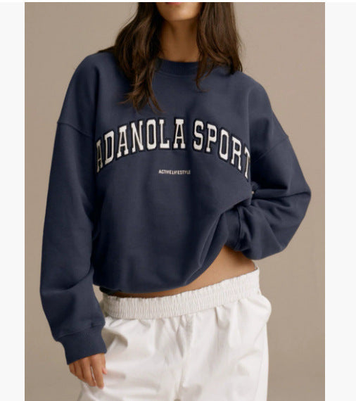 Sudadera casual bordada con letras para mujer