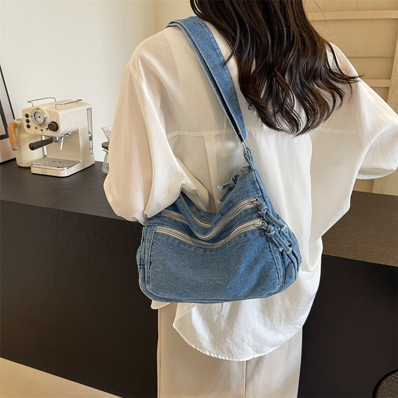 Casual Denim Tote Crossbody Bag