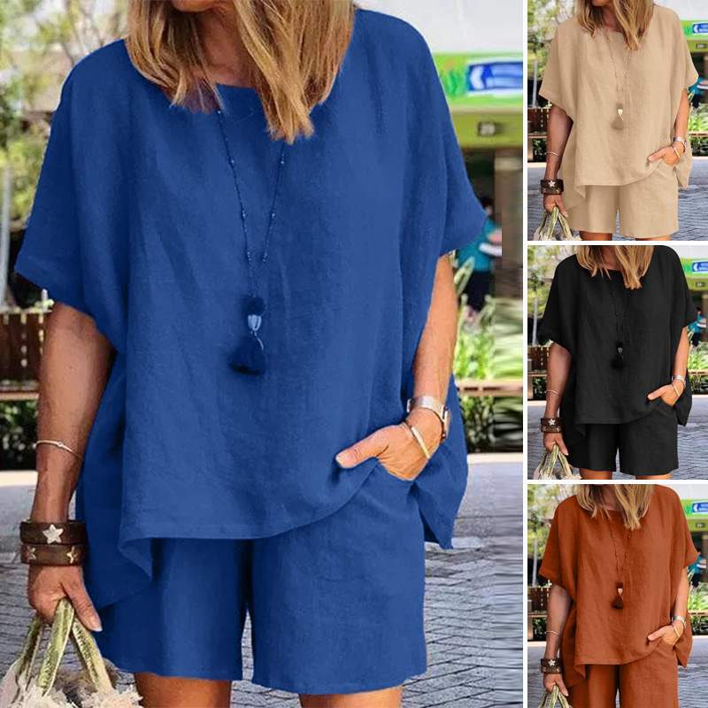 Conjunto de camisa y pantalones cortos casuales para mujer