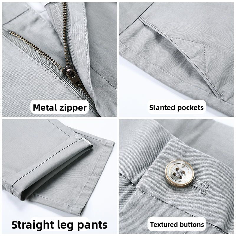 Men's Casual Cotton Stretch Straight-Leg Pants