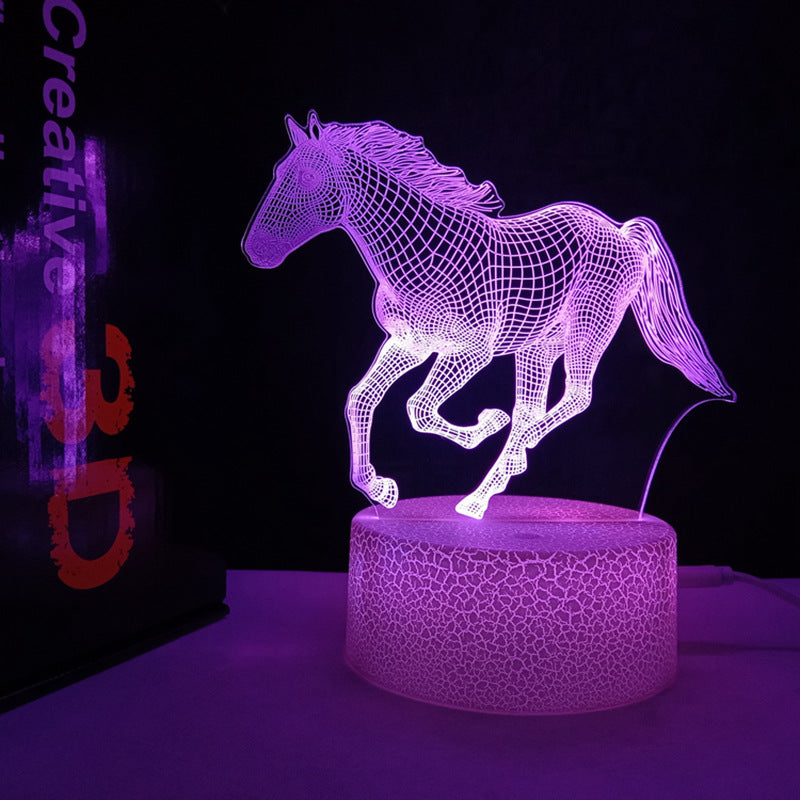 Luz nocturna 3D Horse USB que cambia de color Control remoto Lámpara decorativa para habitación de niños