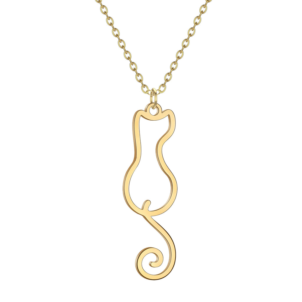 Lindo colgante de gato, collar de acero inoxidable