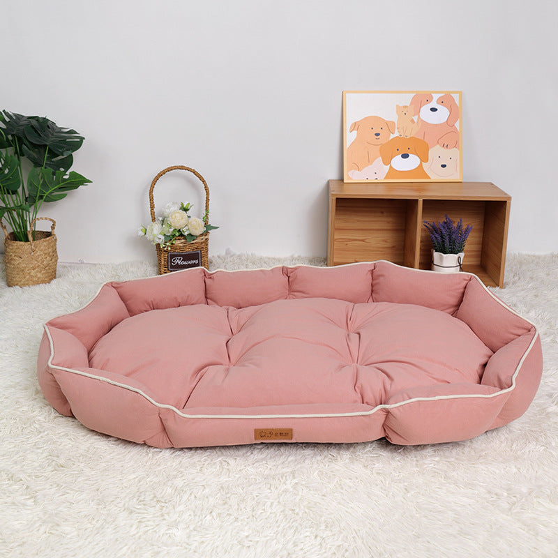 Cama ovalada de gamuza para perros