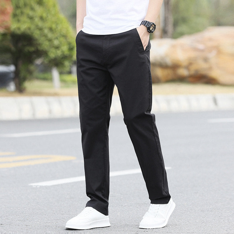 Men's Casual Cotton Stretch Straight-Leg Pants