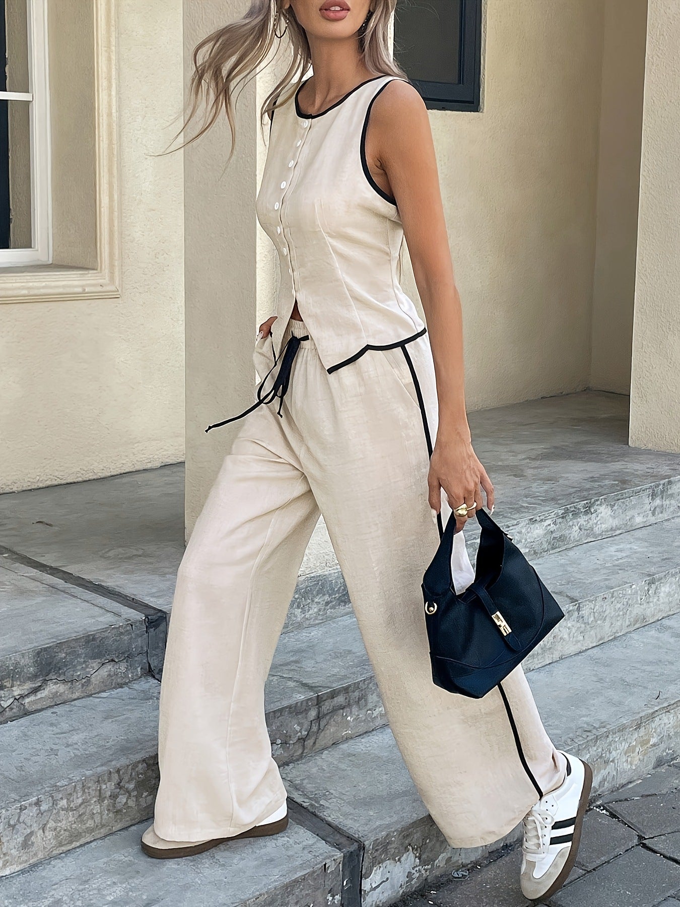 Sleeveless Vest and Drawstring Trousers Set