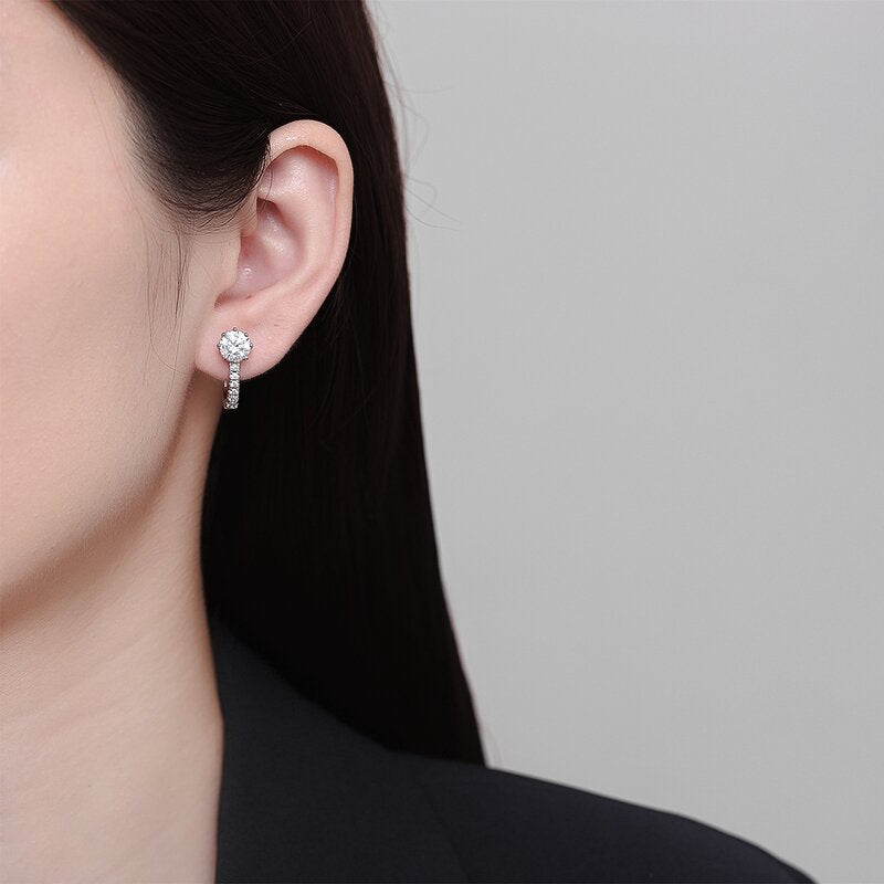 Platinum Plated Zircon Geometric Earrings