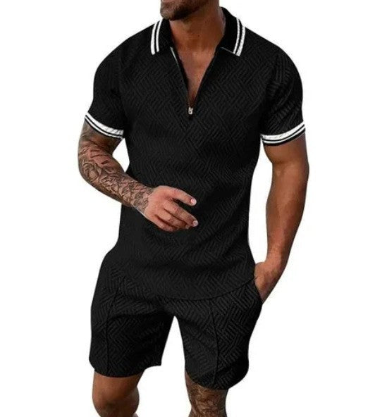 Conjunto de camisa y pantalones cortos de manga corta para hombre