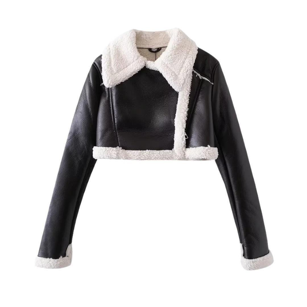 Chaqueta de moto corta para mujer