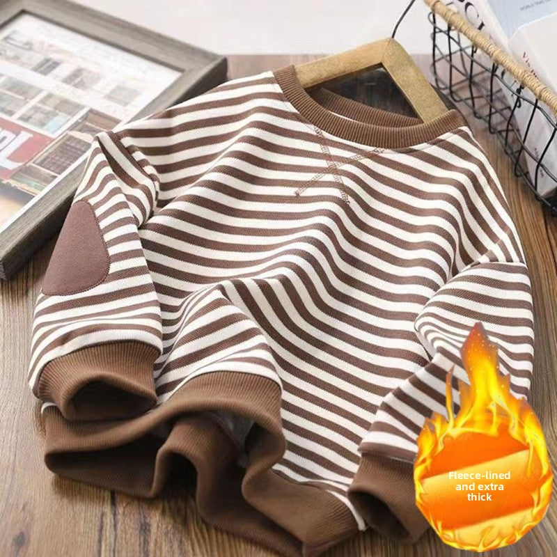 Sudadera de rayas para niños con forro polar y jersey