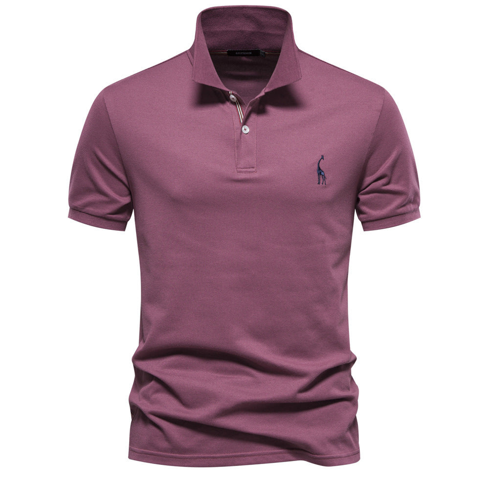 Camiseta básica de algodón con estampado de ciervo de color sólido para hombre