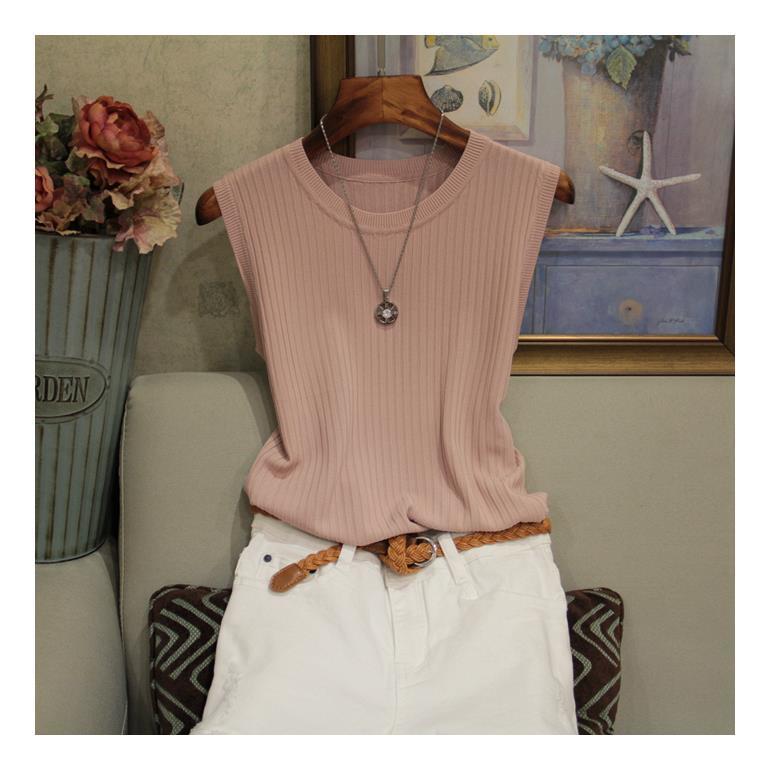Round Neck Knitted Vest for Women