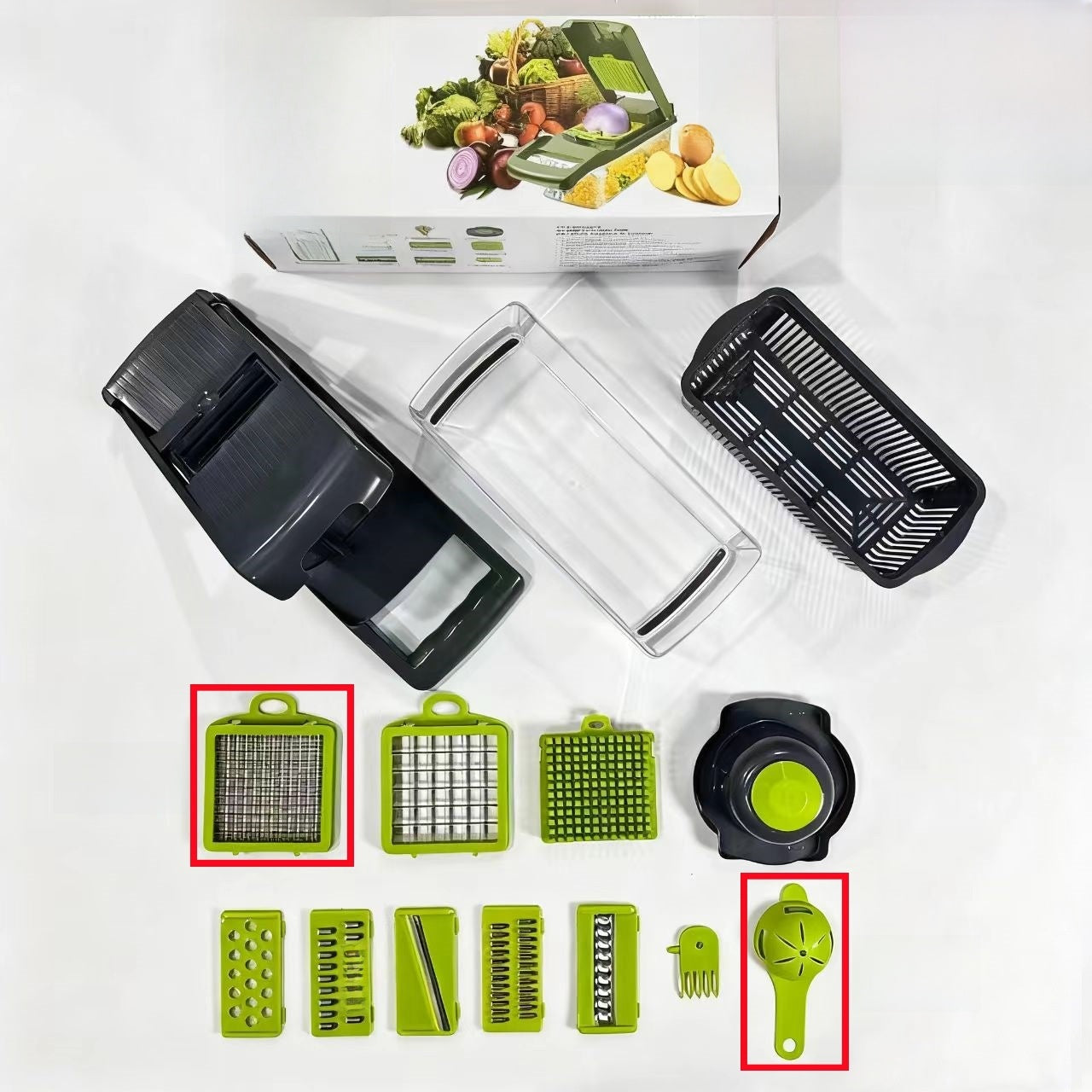 Nuevo cortador de verduras multifuncional transfronterizo Pelar, triturar, cortar en cubitos y cortar el juego de artefactos de cocina Rallador